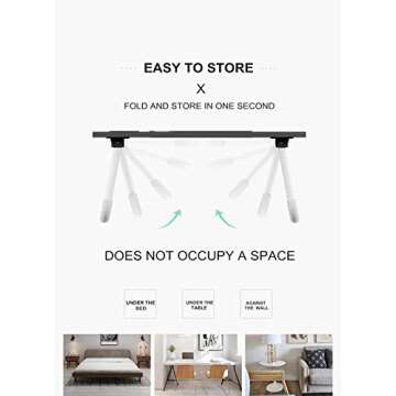 Wokie Foldable Laptop Bed Table Tray, Portable Lap Desk Stand, Multifunction Lap Tablet with Cup Holder Perfect for Eating Breakfast, Reading Book, Working,Watching Movie on Bed/Couch/Sofa (Green)