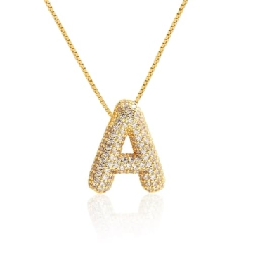 Qyalie Bubble Letter Necklace Personalized Jewelry Dainty