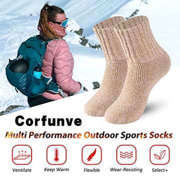 CORFUNVE Women's Thermal Insulated Socks, Fashion Casual Thick Heated Wool Socks Comfort Fuzzy Novelty Cute Funny Winter Warm Socks For Extreme Cold Weather Crew Hiking Ski Socks Gifts For Women Mom