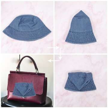 MILAKOO Denim Bucket Hat Plain Colors Summer Outdoor Fisherman Cap Wide Brim Sun Y2K Aesthetic