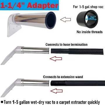 RosyOcean Universal Compatible with All Shop Vacs Extractor Attachment with 2-1/2" & 1-7/8" & 1-1/4" Three Adapters Auto Detailing Vacuum Head Extraction Accessories for Upholstery & Carpet Cleaning