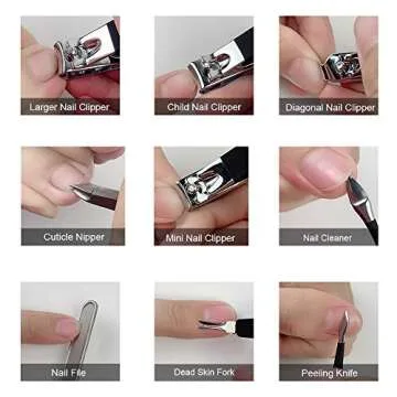 Keiby Citom Professional Stainless Steel Nail Clipper Travel & Grooming Kit Nail Tools Manicure & Pedicure Set of 18pcs with Luxurious Case (Black/White)