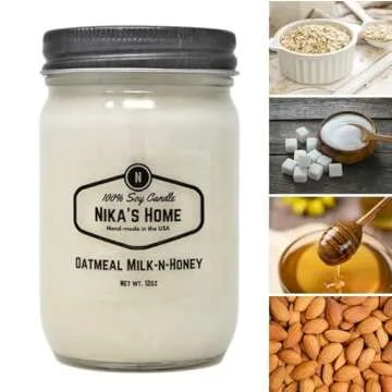 Nika's Home Oatmeal Milk-N-Honey Soy Candle - 12oz