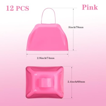 Enchanting 12 Pink Cowbells for Sporting Events - HEYLEAYAR Bulk Noise Makers - Perfect for Cheering...