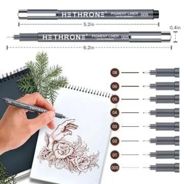 Hethrone Pens Set Waterproof Ink for Artists 8 Sizes