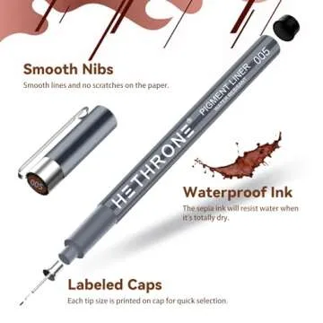 Hethrone Pens Set Waterproof Ink for Artists 8 Sizes