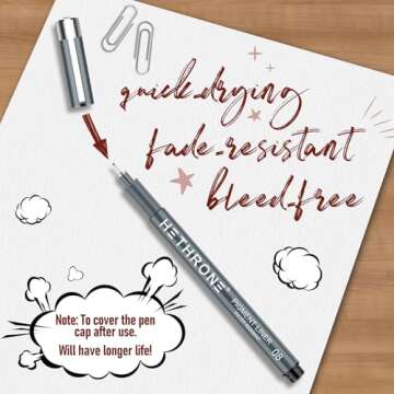 Hethrone Pens Set Waterproof Ink for Artists 8 Sizes