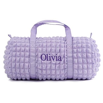 PIFTSURPRI Girls Duffle Bag Personalized Toddler Overnight Duffle Bag Seersucker Dance Ballet Bag fo...