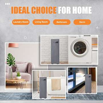 Caroeas 22" Slim Rolling Laundry Basket with Card Waterproof Laundry Storage Hamper Corner Fittable Storage Bag Collapsible Rolling Hamper Flexible Laundry Bag On Wheel For Home,Office (Slim 22",Grey)