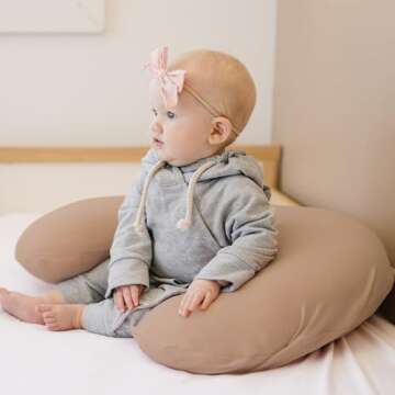 Konssy 2 Pack Nursing Pillow Covers, Stretchy and Soft Nursing Cover for Breastfeeding Pillows, Pillow Slipcover for Baby Girls Boys Newborn (Beige,Brown)