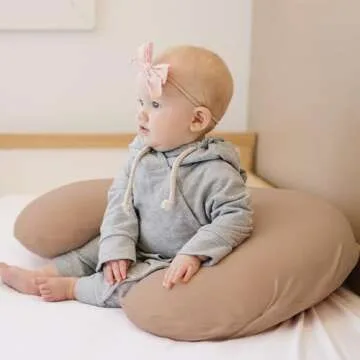 Konssy 2 Pack Nursing Pillow Covers, Stretchy and Soft Nursing Cover for Breastfeeding Pillows, Pillow Slipcover for Baby Girls Boys Newborn (Beige,Brown)