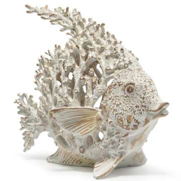 Hodao Sea Coral Fish Figurines Decoration Summer Sea Tropical Fish Decor Spring Garden Coral Fish Cr...