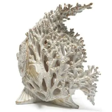 Hodao Sea Coral Fish Figurines Decoration Summer Sea Tropical Fish Decor Spring Garden Coral Fish Crafts Sea Tropical Fish Figurines for Home Office Decoration (White)