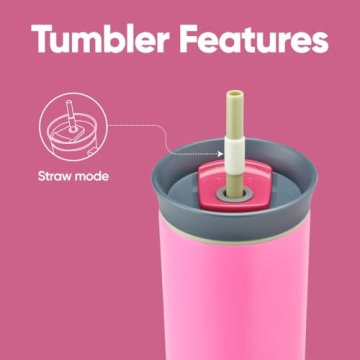 Owala Stainless Steel Triple Layer Insulated Travel Tumbler with Spill Resistant Lid and Straw, BPA Free, 24 oz, Brown/Pink (Watermelon Breeze)
