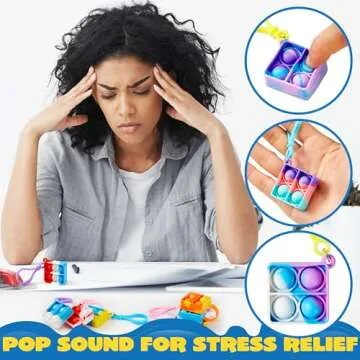 JOYIN Square Pop Fidget Keychain 30 Pack Pop Fidget Toys Bulk Party Favors for Kids 4-8,8-12 Years, Goodie Bag Stuffers Classroom Prizes Birthday Sensory Toys Gifts