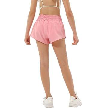Aurefin Girls Athletic Shorts, Lightweight Running Shorts for Teen Girls Kids Sports Active Short wi...
