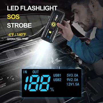 AMPROAD Jump Starter 4000A for Portable Vehicle Power