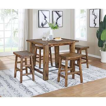 Alaterre Furniture Durango 20-Inch Tall Industrial Wood Dining Stool - Table or Extra Seat - Unique ...