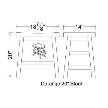Alaterre Furniture Durango 20-Inch Tall Industrial Wood Dining Stool - Table or Extra Seat - Unique Rustic Industrial Style and Comfort - Farmhouse, Solid Wood Furniture