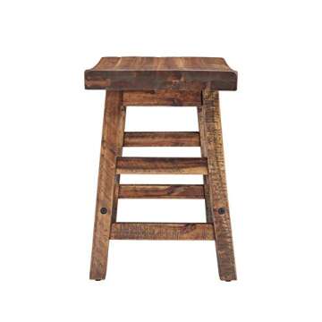 Alaterre Furniture Durango 20-Inch Tall Industrial Wood Dining Stool - Table or Extra Seat - Unique Rustic Industrial Style and Comfort - Farmhouse, Solid Wood Furniture