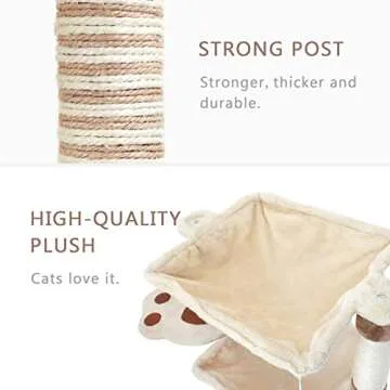 SONGWAY Cat Scratching Post with Hammock - 27.5'' Cat Tree with Natural Sisal Cat Scratching Post, Cat Furniture, Cat Cradle Bed, Cat Hammock, Cat Activity Tree for Indoor Large Adult Cat