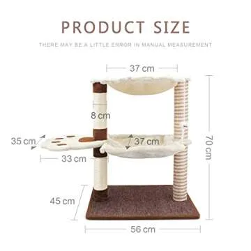 SONGWAY Cat Scratching Post with Hammock - 27.5'' Cat Tree with Natural Sisal Cat Scratching Post, Cat Furniture, Cat Cradle Bed, Cat Hammock, Cat Activity Tree for Indoor Large Adult Cat