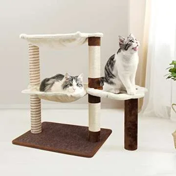SONGWAY Cat Scratching Post with Hammock - 27.5'' Cat Tree with Natural Sisal Cat Scratching Post, Cat Furniture, Cat Cradle Bed, Cat Hammock, Cat Activity Tree for Indoor Large Adult Cat