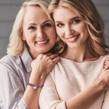 Gifts for Sister In Law Bracelet,Silver Heart Pendant Bracelet as Bonus Sister in Law Birthday Gifts, Purple Natural Stone Beads Bracelet as Valentines Day Gifts for Sister in Law Jewelry from Sereney