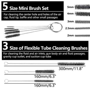 YXCCSE 17 Piece Spray Gun Cleaning Kit, Spray Gun Cleaning Brush Set Airbrush Cleaning Kit - Fit for HVLP Gravity,Spray Gun Paint Gun,Air Tools,Airbrushes, Tattoo Equipment etc
