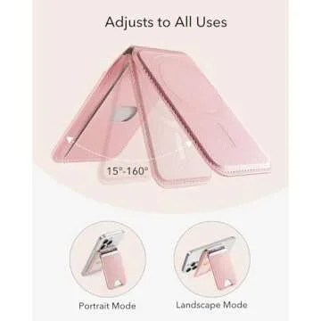 ESR Upgraded for Aura MagSafe Wallet, 5 Card-Holder, Magnetic Wallet with Adjustable Stand, Slim Phone Wallet for iPhone 16/15/14/13/12 Series, Not for iPhone Mini, Vegan Leather, Bubblegum Pink