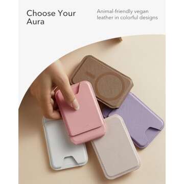 ESR Upgraded for Aura MagSafe Wallet, 5 Card-Holder, Magnetic Wallet with Adjustable Stand, Slim Phone Wallet for iPhone 16/15/14/13/12 Series, Not for iPhone Mini, Vegan Leather, Bubblegum Pink