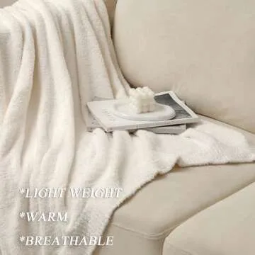 bearberry Super Soft Fluffy Throw Blanket Lightweight Cozy Warm Bed Blankets for Couch Bed Sofa All Season (Cream, 60”x80”)