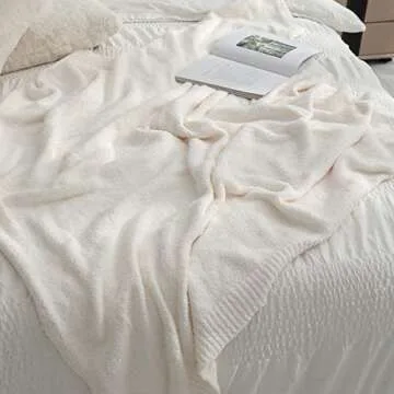 bearberry Super Soft Fluffy Throw Blanket Lightweight Cozy Warm Bed Blankets for Couch Bed Sofa All Season (Cream, 60”x80”)