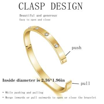FUNIO 18K Gold Plated Van cleef Clover Bracelet Love bangle Set for Women - White Stack Friendship Bracelet Lucky Link Bracelets Jewelry Gifts Trendy for Women