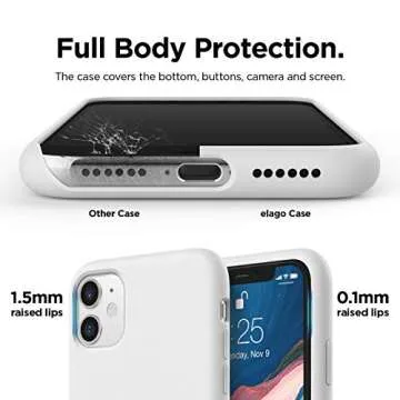 elago Liquid Silicone Case Designed for iPhone 11 Case (6.1"), Premium Silicone, Full Body Protection : 3 Layer Shockproof Cover Case (White)