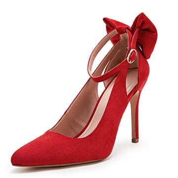 Fashare Pointed Toe Pumps with Bowtie Ankle Strap