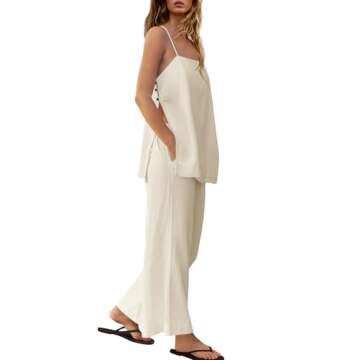 Yanekop Women's Linen 2 Piece Summer Outfit Set