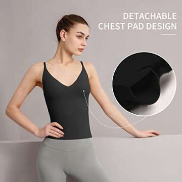 Women's Fit Camisole with Built in Bra - Spaghetti Straps Camis Tank with Shest pad One-Piece Cut Seamless (S, A-Style-Black)