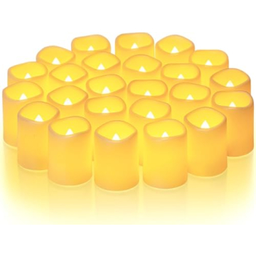 Homemory 24Pack Flickering Flameless Votive Candles, 200+Hour Electric Fake Candles, Battery Operate...