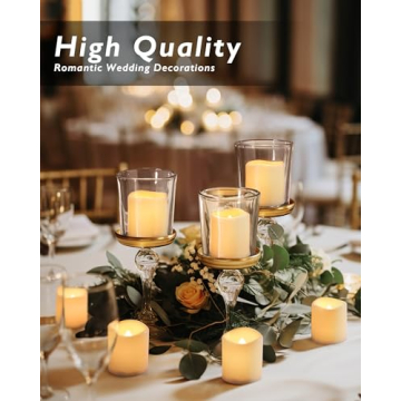 Homemory 24Pack Flickering Flameless Votive Candles, 200+Hour Electric Fake Candles, Battery Operated LED Tealight for Wedding Decor, Outdoor, Table, Festival (Warm White,Battery Included)