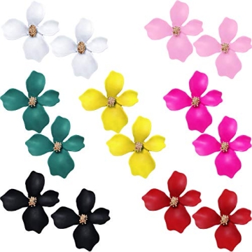 Chic 7 Pairs Boho Flower Stud Earrings for Women - Floral Delight