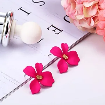 7 Pairs Boho Flower Stud Earrings - Colorful & Stylish