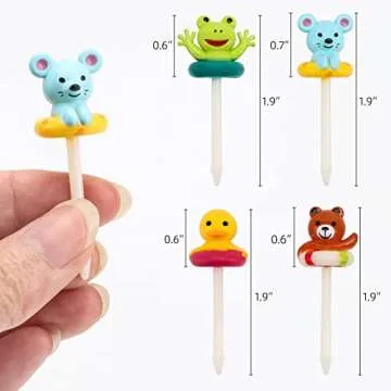 3D Animal Food Picks for Kids, Cute Reusable Fruit Food Toothpicks for Toddler Bento Lunch Box, 8 Pa...