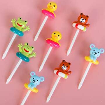 3D Animal Food Picks for Kids, Cute Reusable Fruit Food Toothpicks for Toddler Bento Lunch Box, 8 Packs