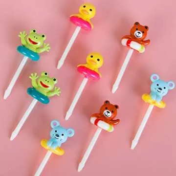 3D Animal Food Picks for Kids, Cute Reusable Fruit Food Toothpicks for Toddler Bento Lunch Box, 8 Packs