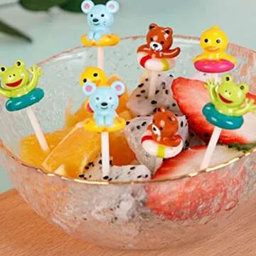 3D Animal Food Picks for Kids, Cute Reusable Fruit Food Toothpicks for Toddler Bento Lunch Box, 8 Packs