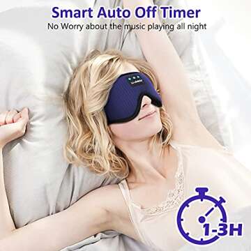 LC-dolida Steam Eye Mask, Eye Steamer with Sleeping Headphones for Side Sleepers, Colorful 3D Music ...