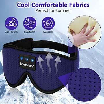 LC-dolida Steam Eye Mask, Eye Steamer with Sleeping Headphones for Side Sleepers, Colorful 3D Music Eye Mask Cool Birthday Holiday Unique Gifts for Family