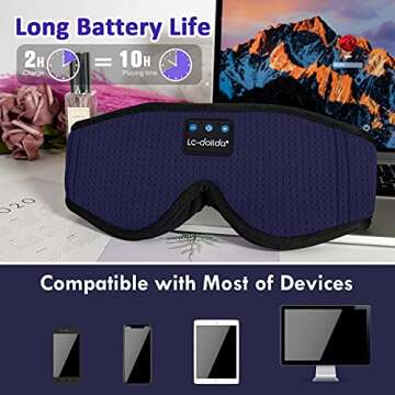 LC-dolida Steam Eye Mask, Eye Steamer with Sleeping Headphones for Side Sleepers, Colorful 3D Music Eye Mask Cool Birthday Holiday Unique Gifts for Family