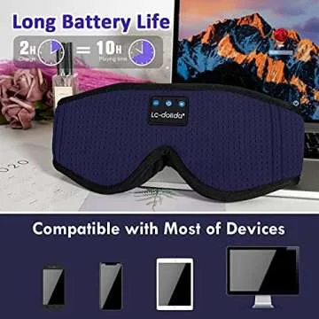 LC-dolida Steam Eye Mask, Eye Steamer with Sleeping Headphones for Side Sleepers, Colorful 3D Music Eye Mask Cool Birthday Holiday Unique Gifts for Family